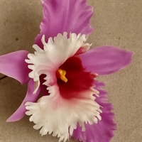 lilla hvid orkide plastik kunstig blomst gammel tysk vintageblomst genbrug
